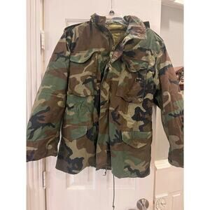 US Military Camo Hooded Jacket Men Medium Hunting Utility Tactical Work Outdoor